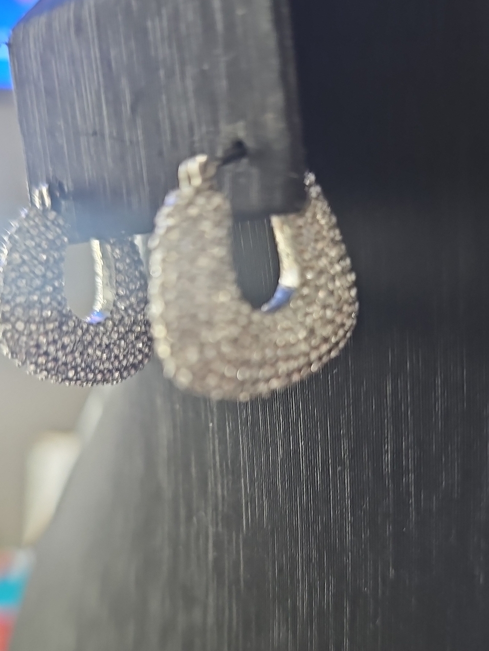 NWOT Ann Taylor Silver Pavé Teardrop Hoop Earrings - Picture 3 of 3